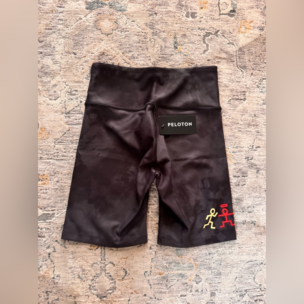 Peloton Black Bike Shorts with Multicolor Logo Size S NWT - Picture 2 of 2